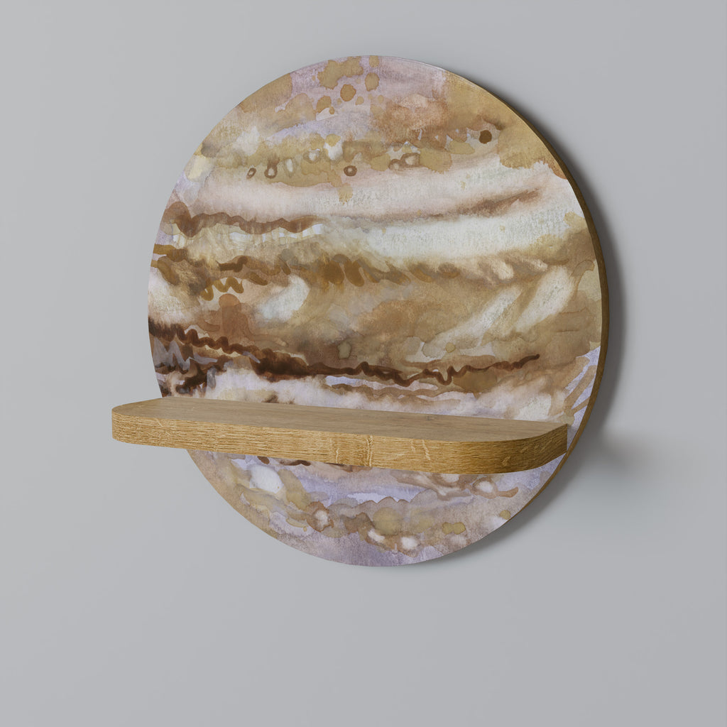 Estantería de arte redonda JUPITER WALK con efecto roble