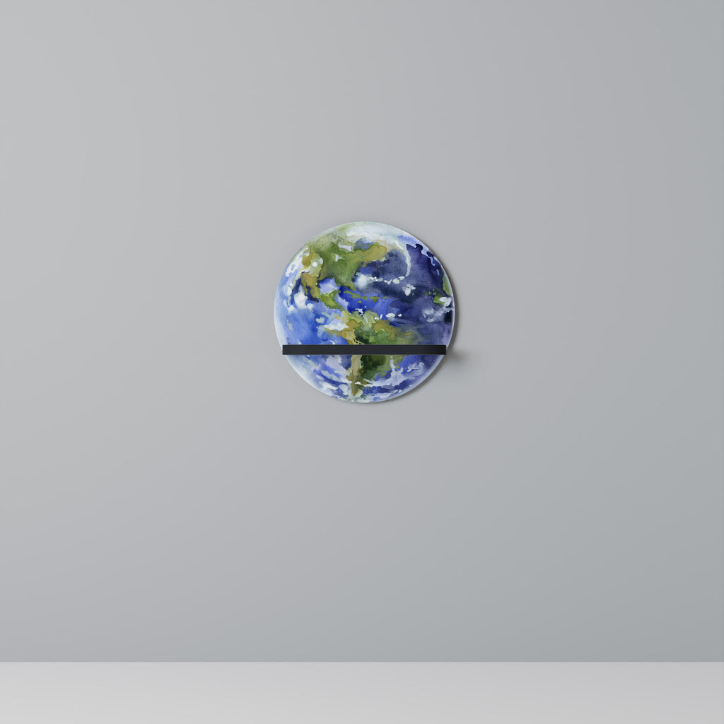 EARTH TROOP Round Art Shelf In Black Finish