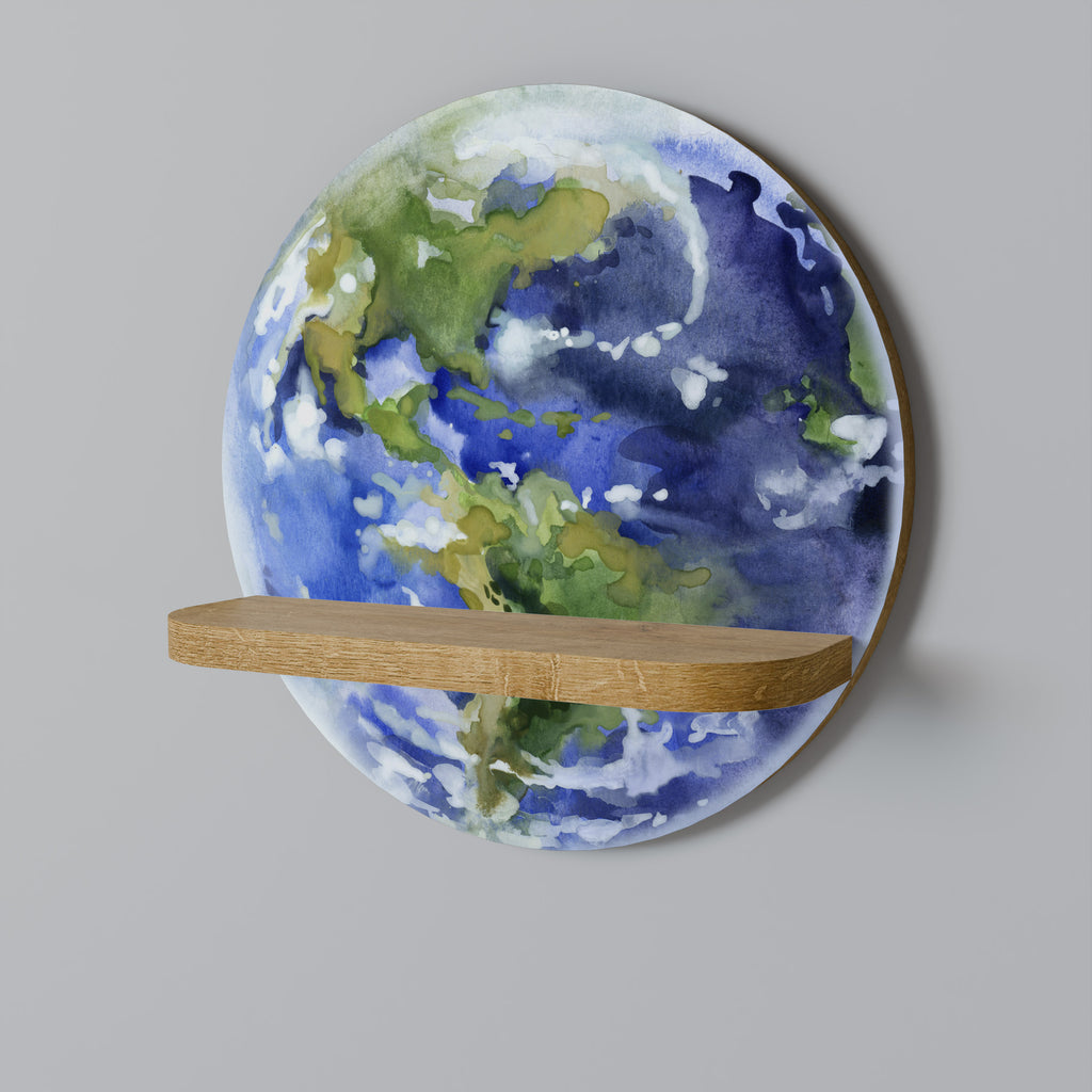 Estantería de arte redonda EARTH TROOP con efecto roble