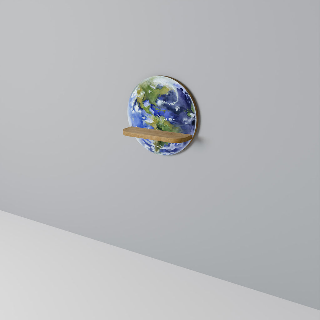 Estantería de arte redonda EARTH TROOP con efecto roble