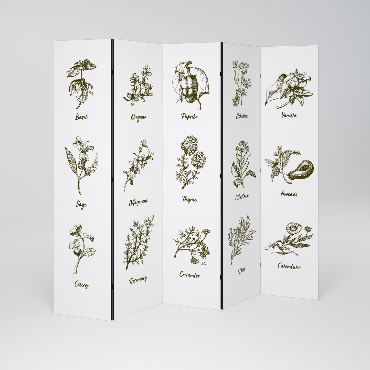HERBAL FINESSE - ENG Biombo de 5 paneles