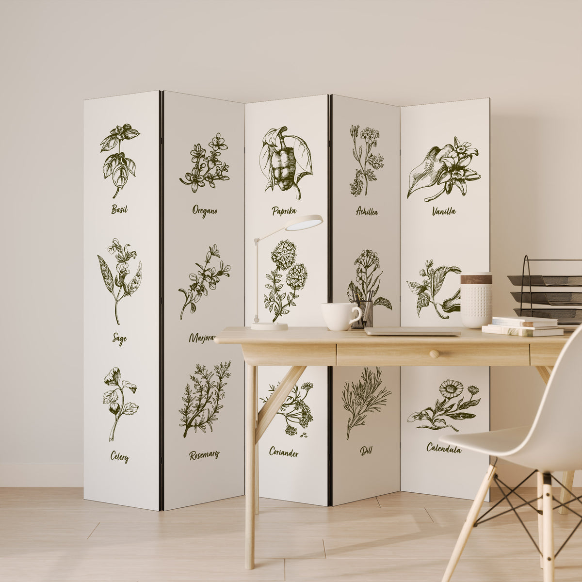 HERBAL FINESSE - ENG Biombo de 5 paneles