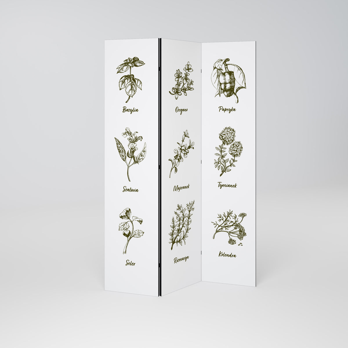 WHISPERS OF WILD HERBS Biombo de 3 paneles