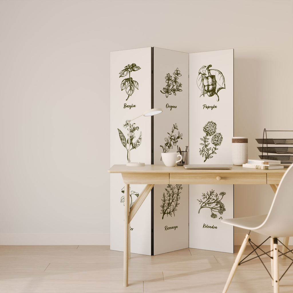 WHISPERS OF WILD HERBS Decorative 3-Panel Room Divider