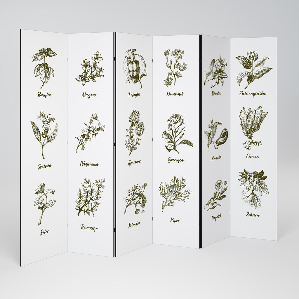 Biombo decorativo de 6 paneles "Susurros de hierbas silvestres"