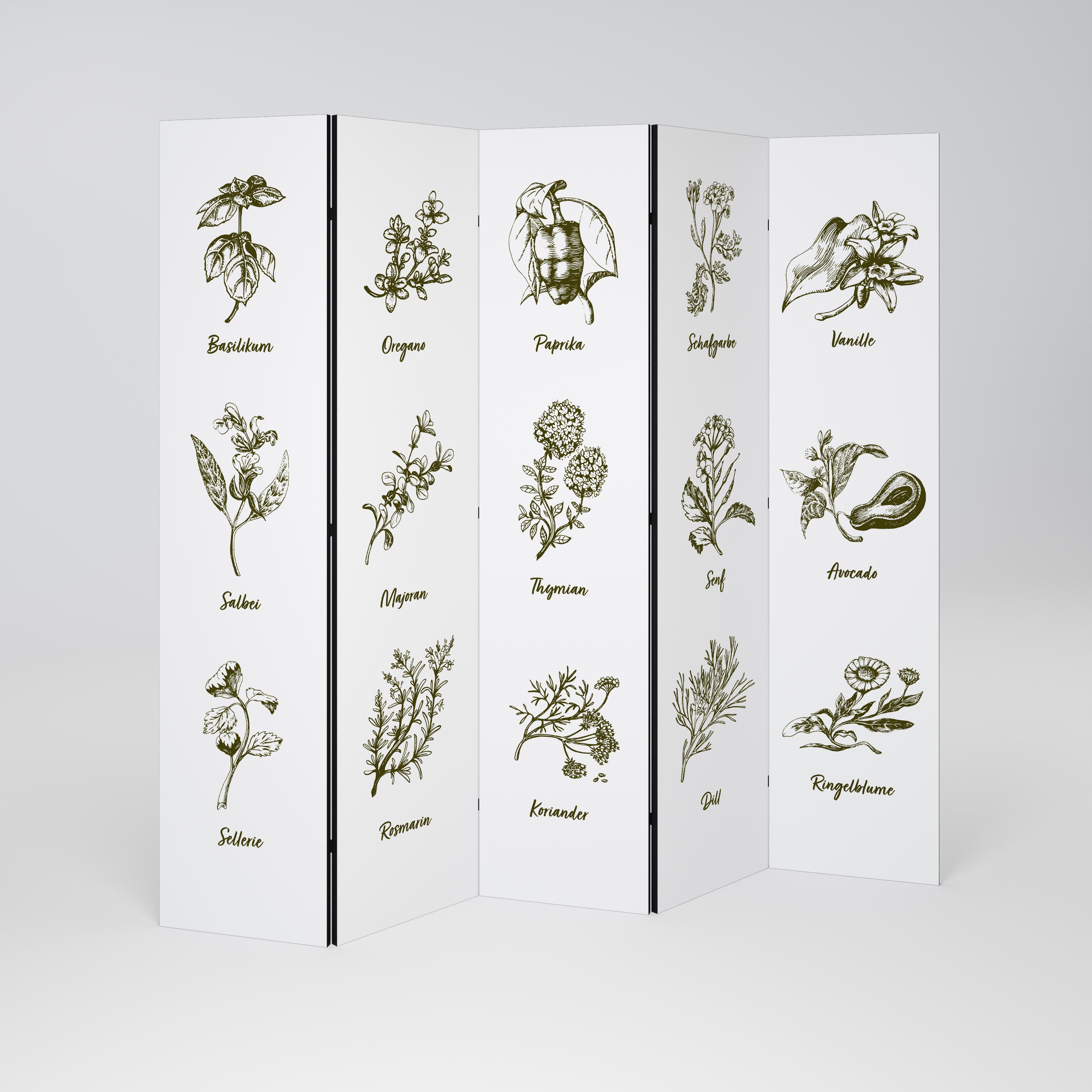 HERBAL FINESSE - DE 5-Panel Room Divider