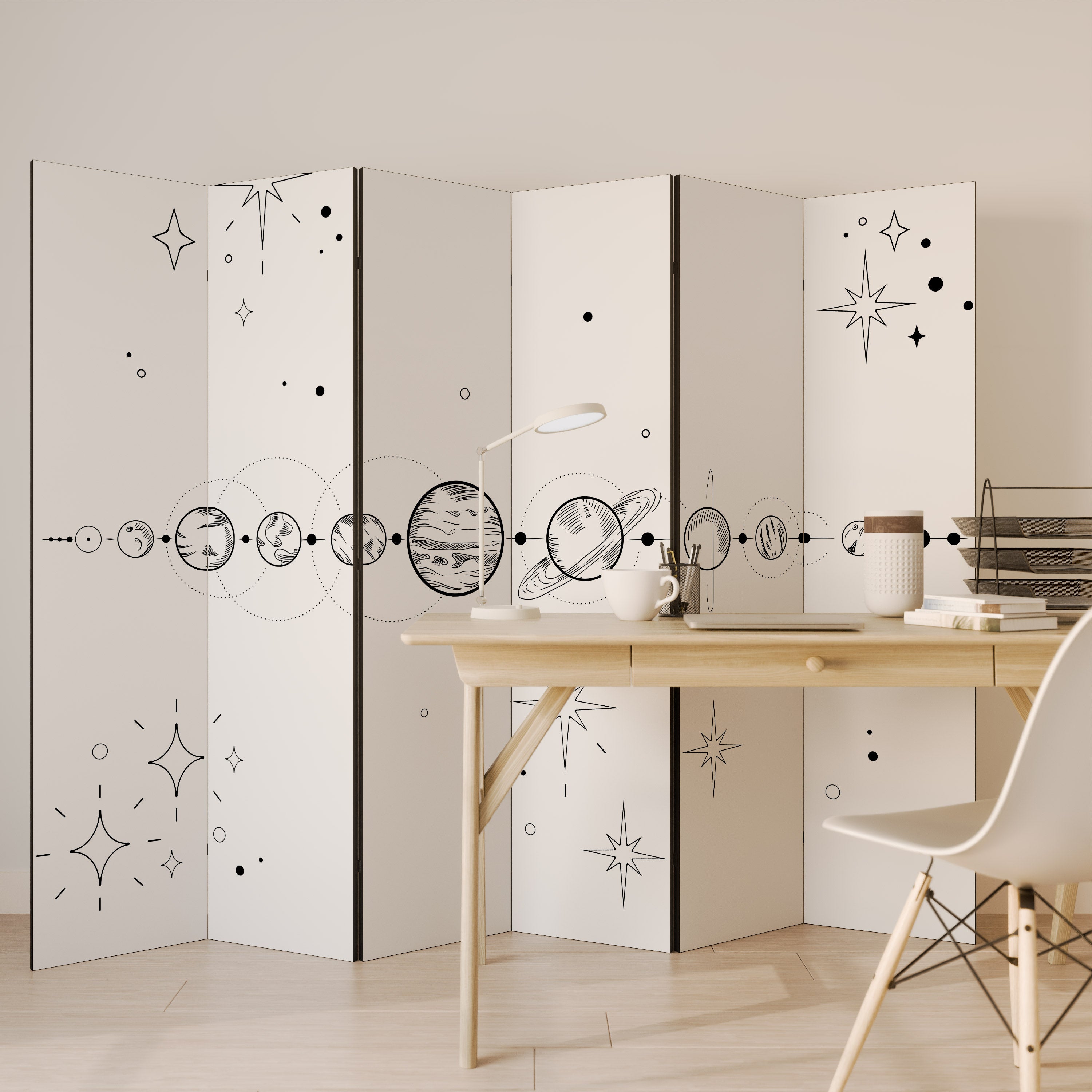 Biombo decorativo de 6 paneles GALAXY OUTLINE