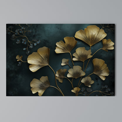 GOLDEN FLORA FANTASY Cuadro en lienzo horizontal
