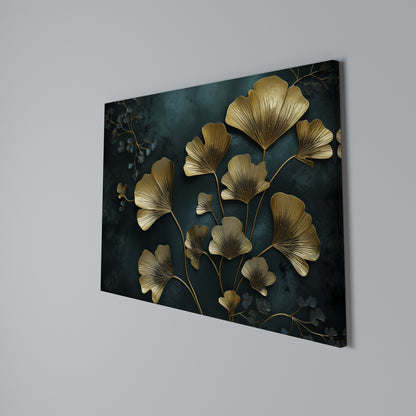 GOLDEN FLORA FANTASY Cuadro en lienzo horizontal