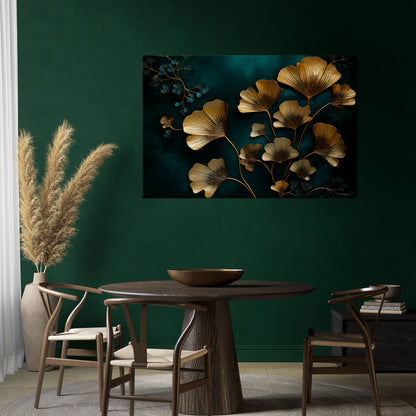 GOLDEN FLORA FANTASY Cuadro en lienzo horizontal