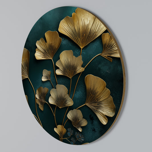 GOLDEN FLORA FANTASY Arte de pared redondo