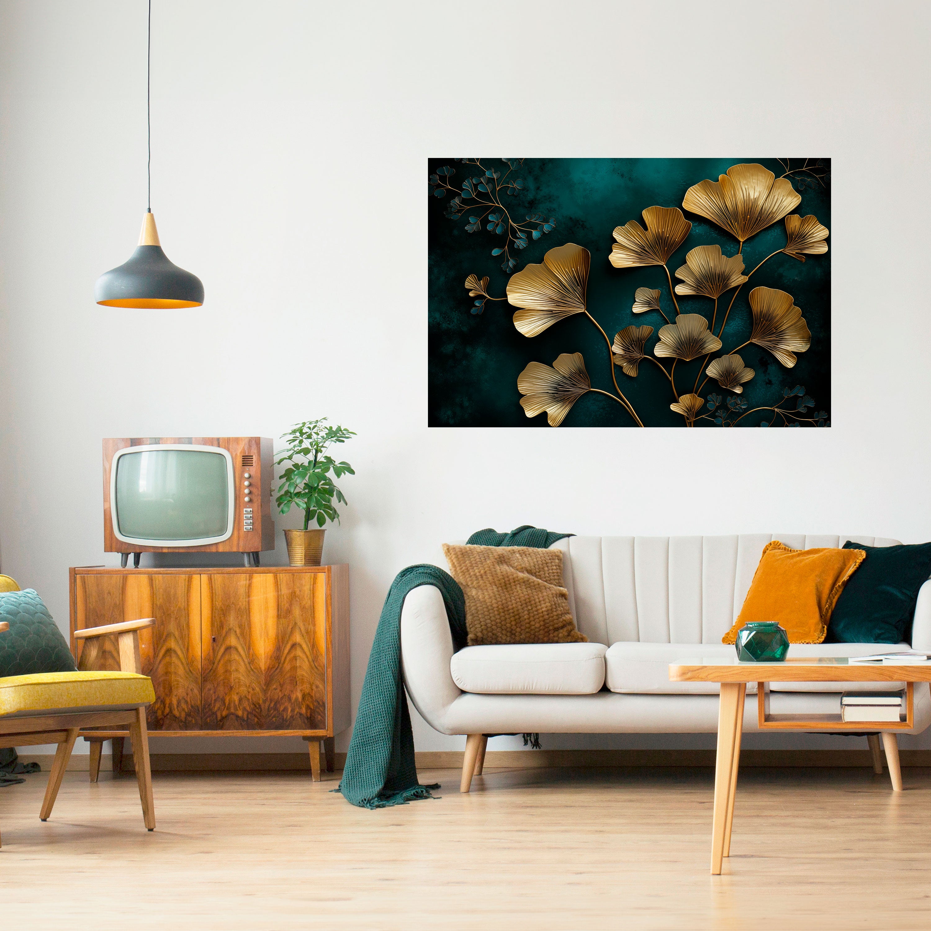 Póster horizontal autoadhesivo GOLDEN FLORA FANTASY