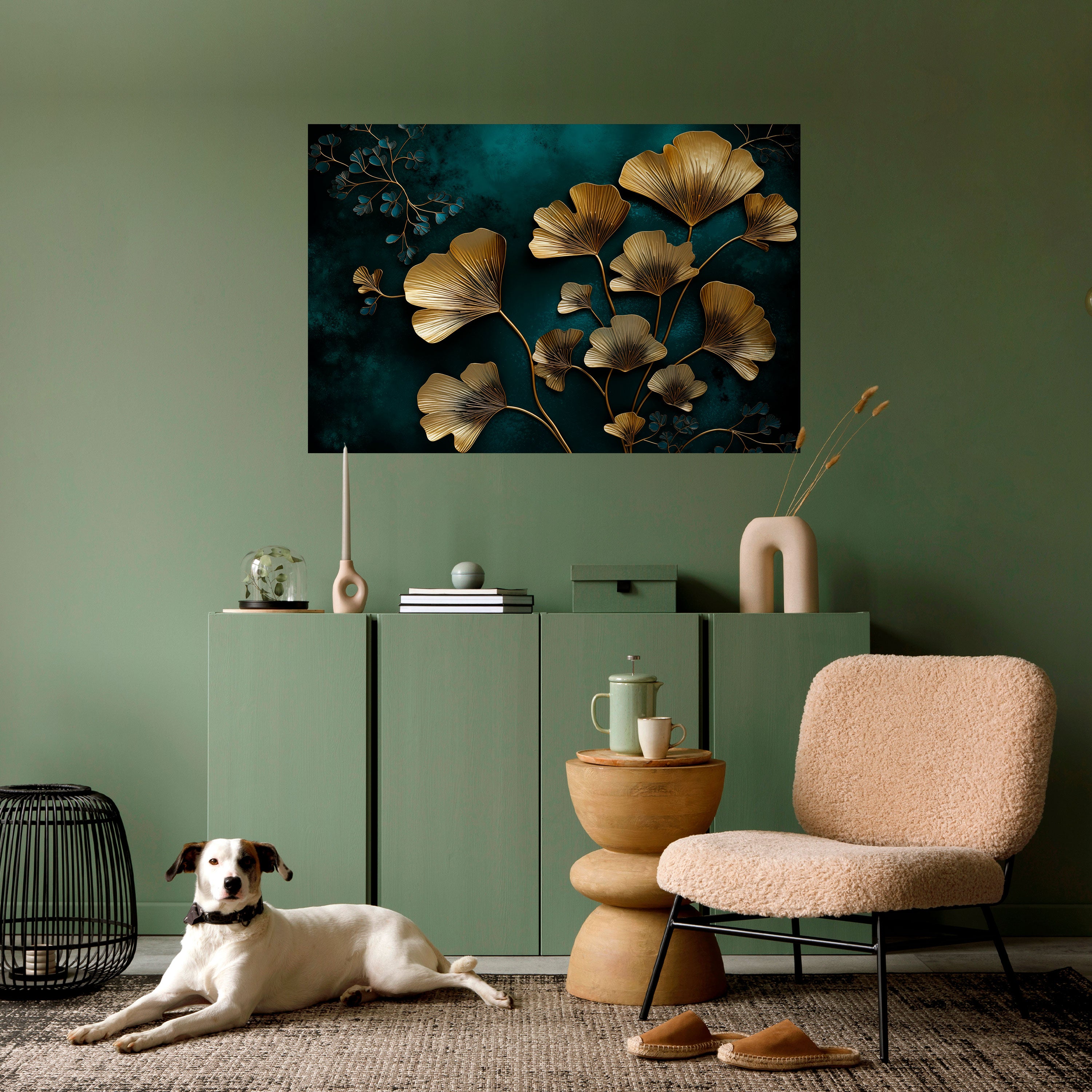 Póster horizontal autoadhesivo GOLDEN FLORA FANTASY