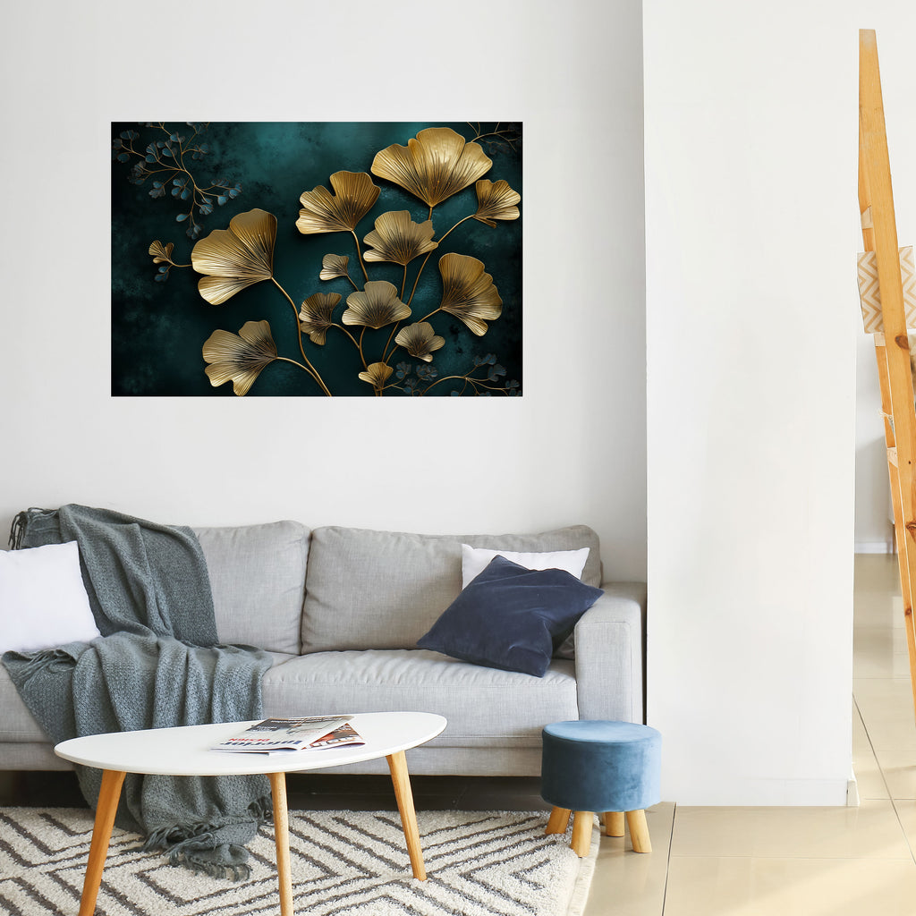 Póster horizontal autoadhesivo GOLDEN FLORA FANTASY