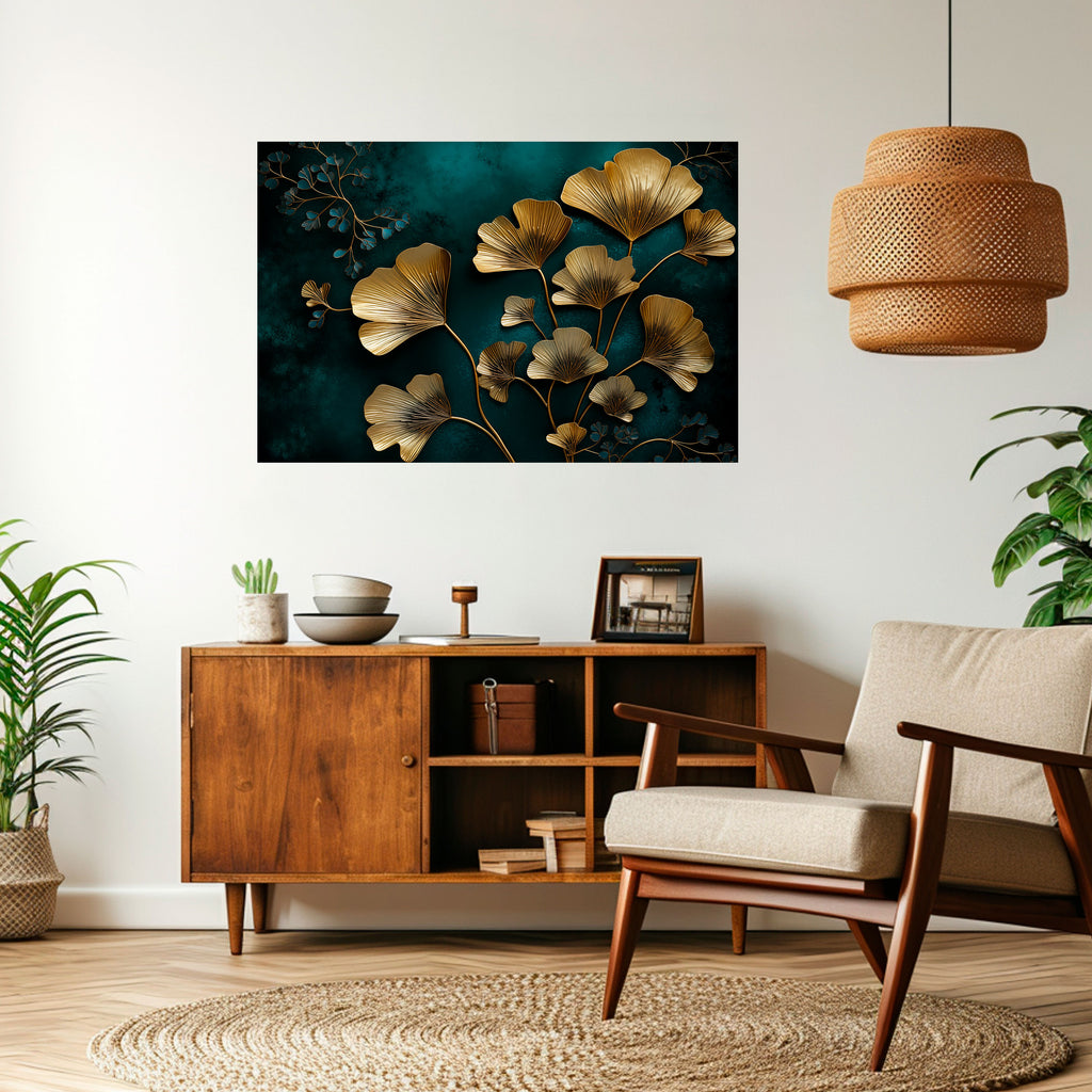 Póster horizontal autoadhesivo GOLDEN FLORA FANTASY