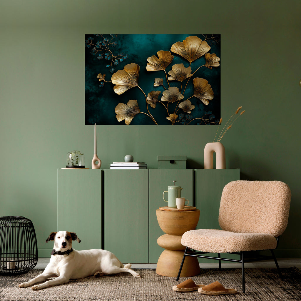 Póster horizontal autoadhesivo GOLDEN FLORA FANTASY