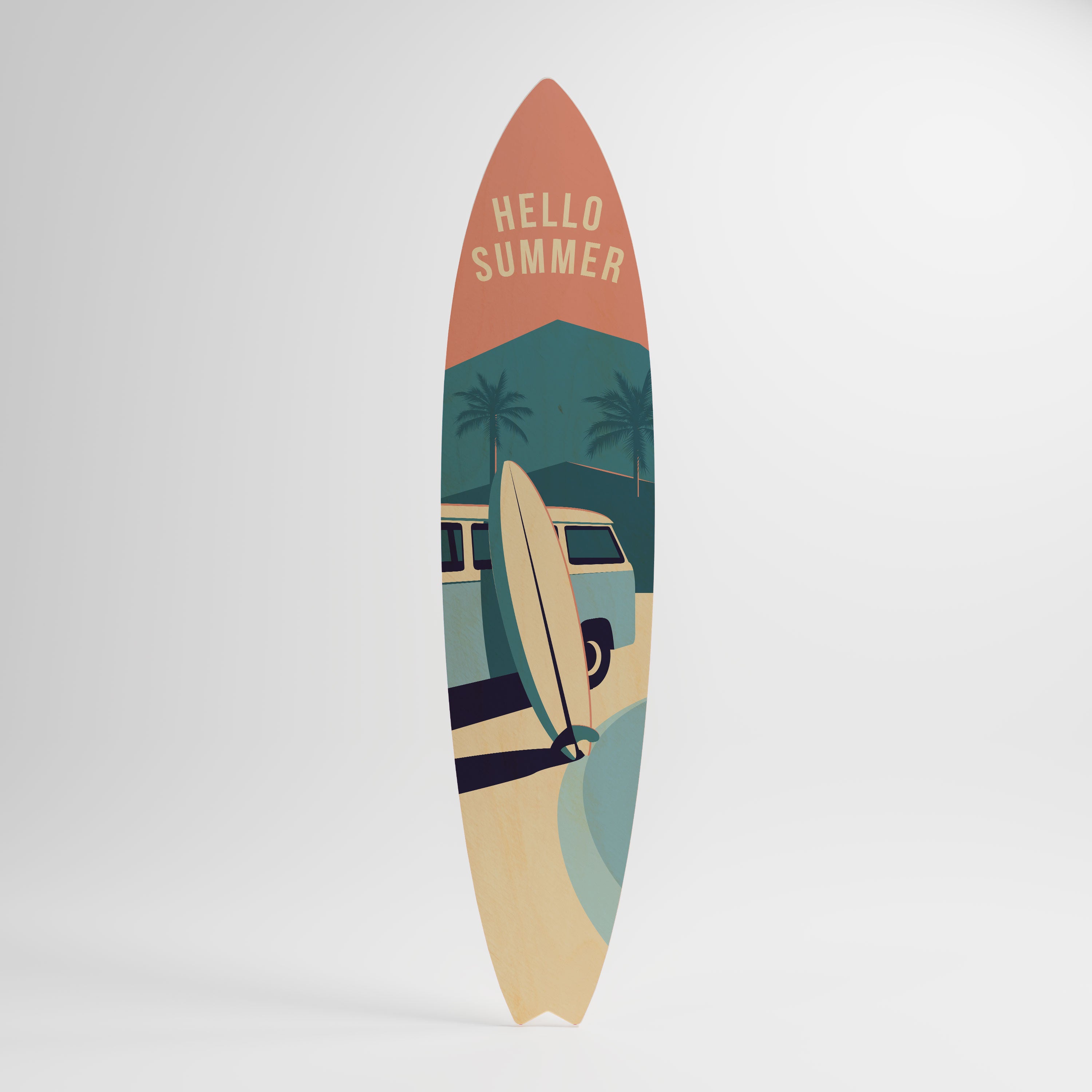 HELLO SUMMER Panel decorativo de tabla de surf