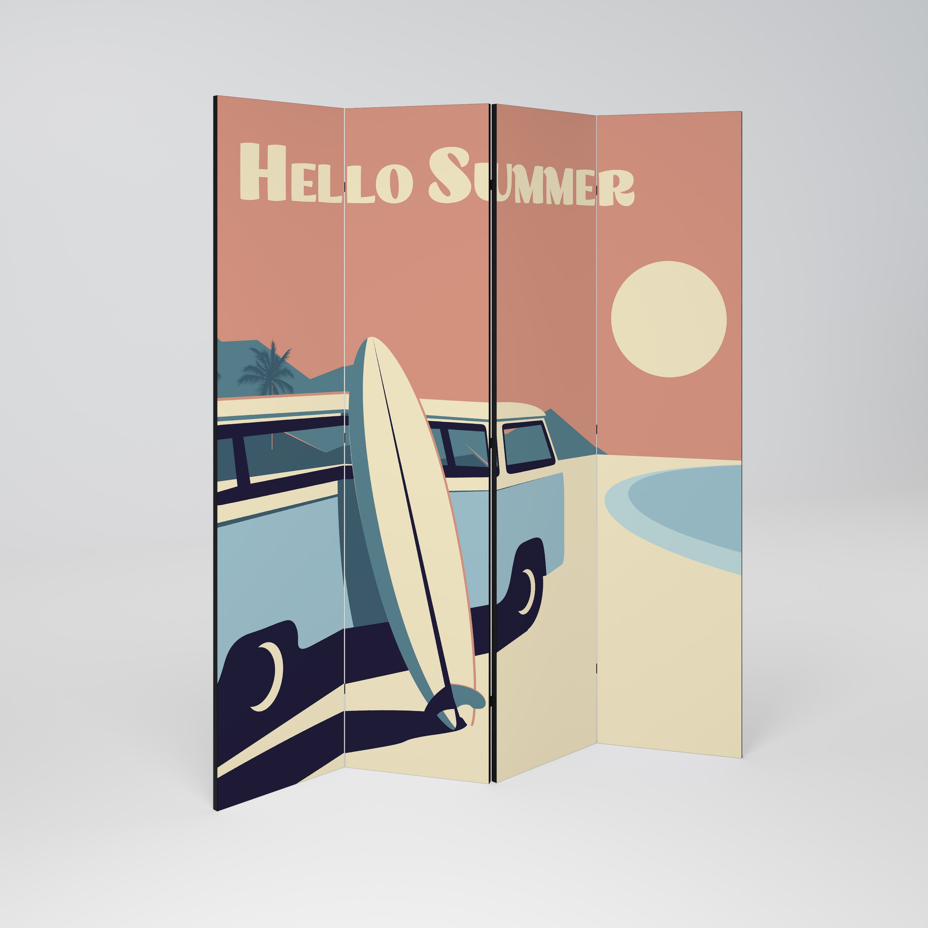 Biombo decorativo de 4 paneles HELLO SUMMER