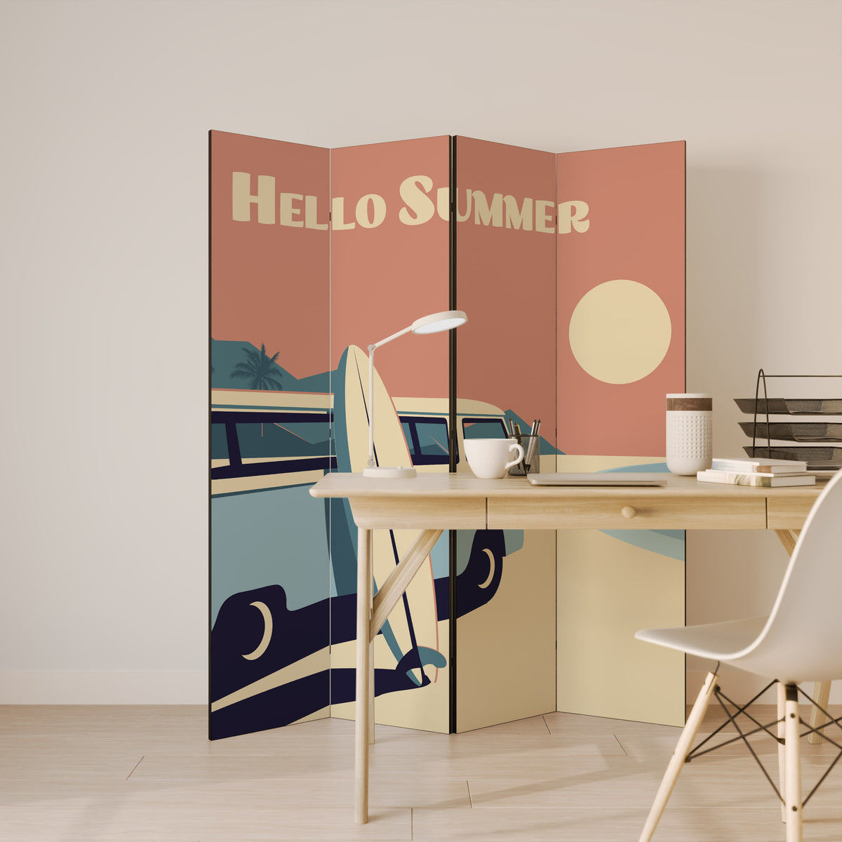 HELLO SUMMER Biombo de 4 paneles