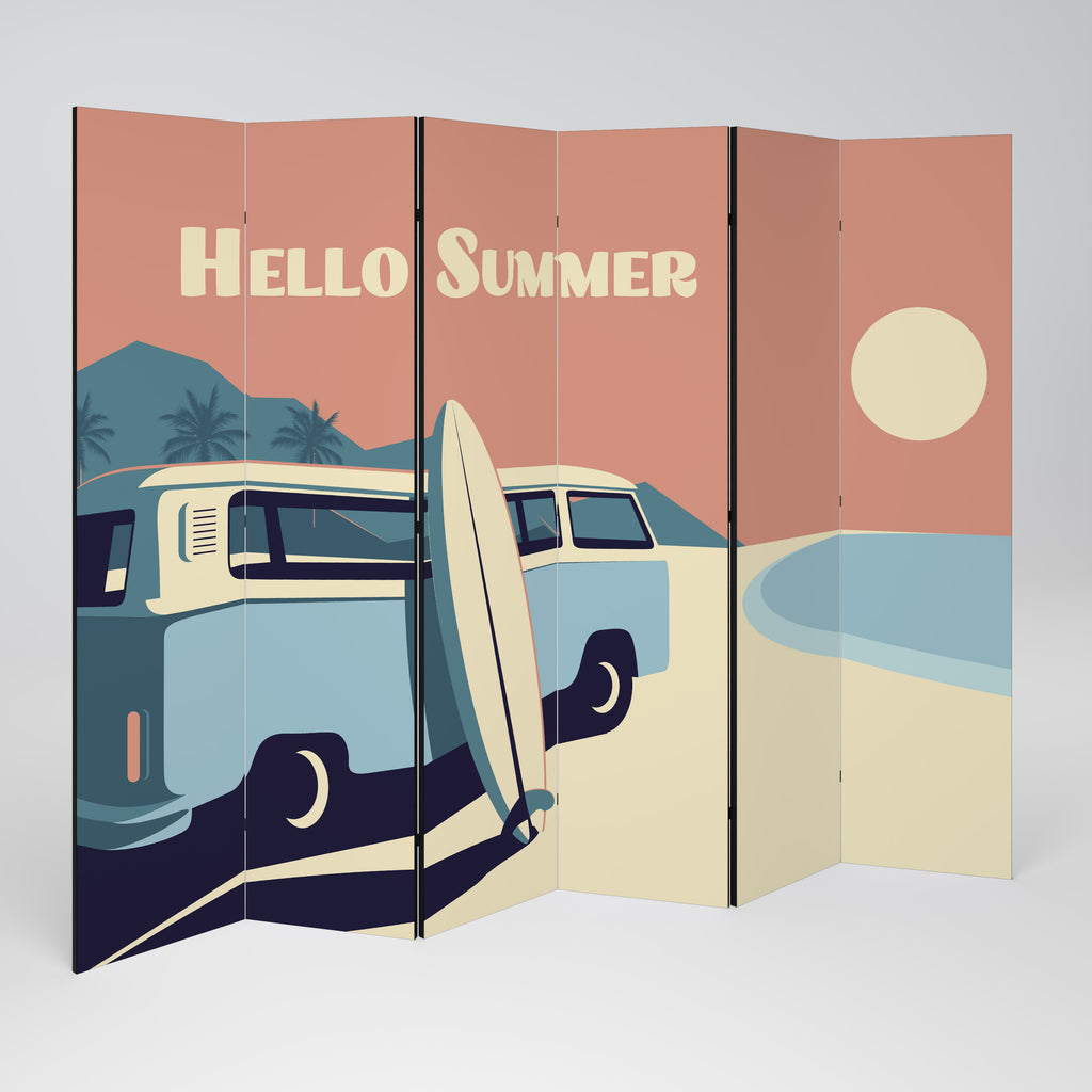 HELLO SUMMER Biombo de 6 paneles
