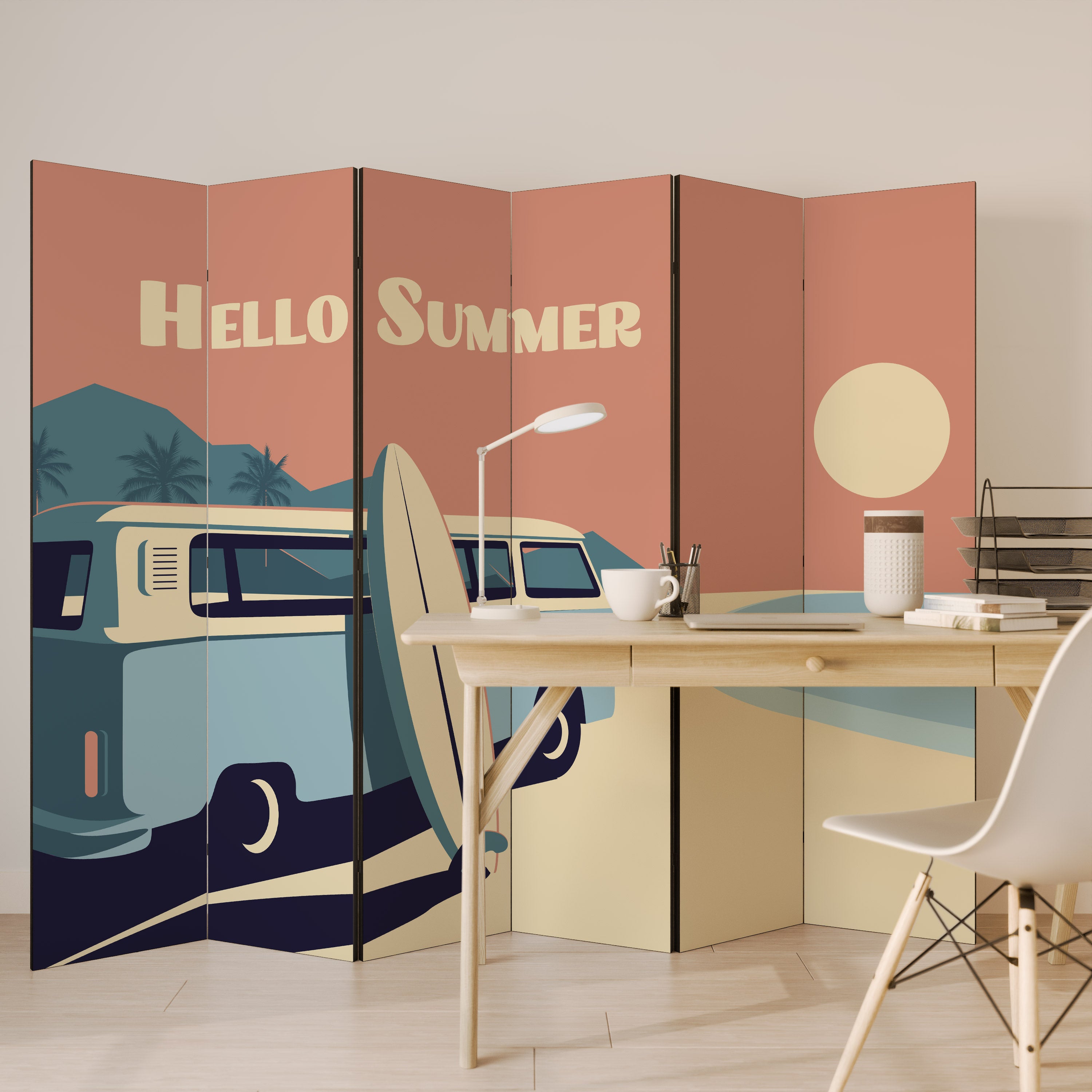 Biombo decorativo de 6 paneles HELLO SUMMER