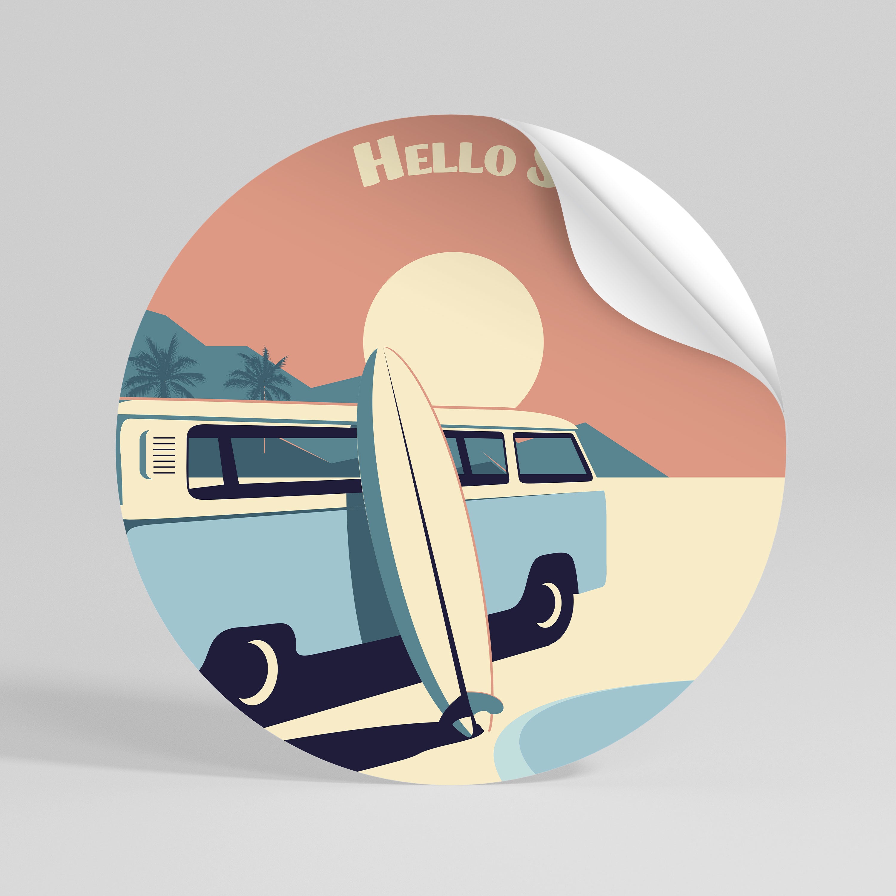 HELLO SUMMER Vinilo adhesivo redondo