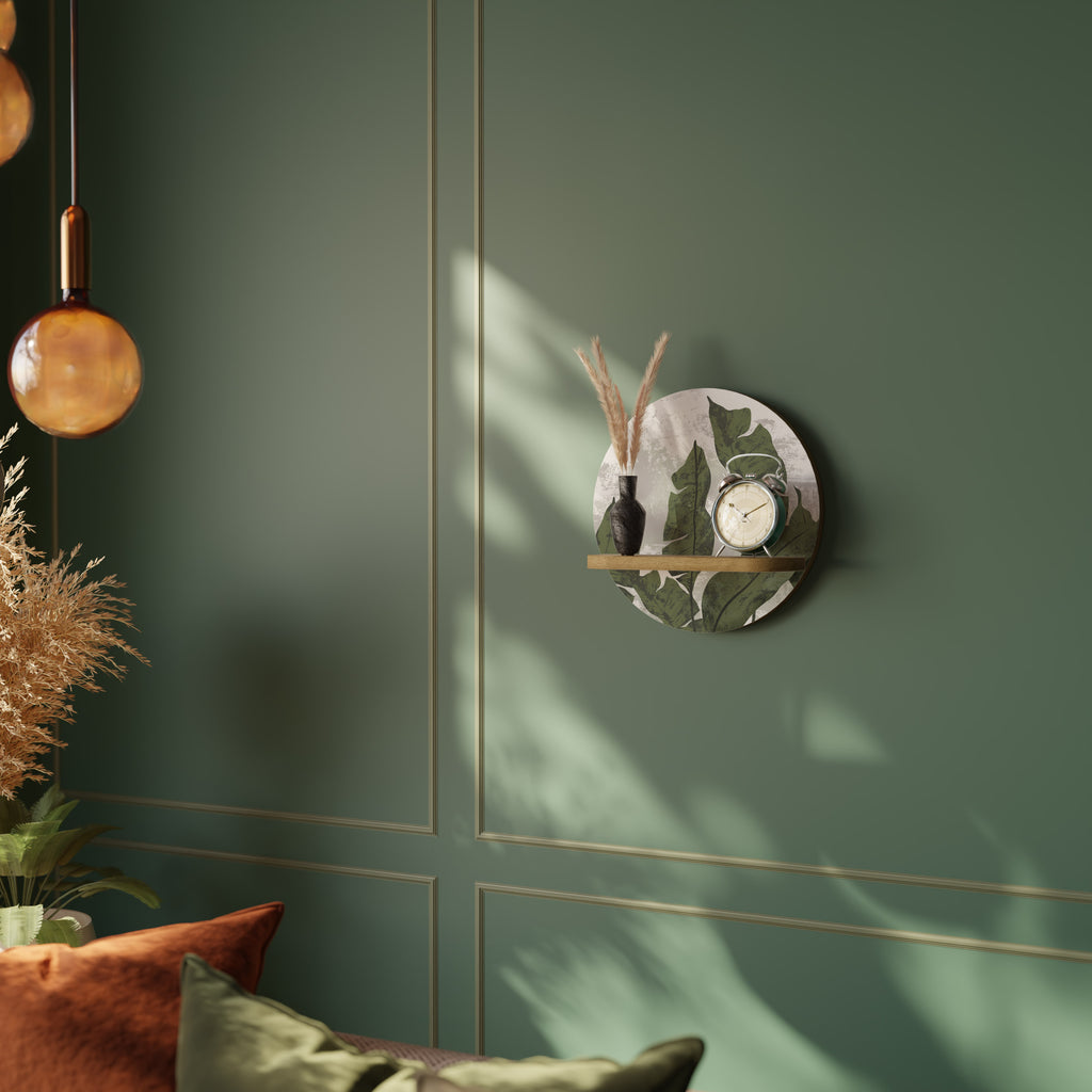 Estantería artística redonda LEAF ECHO con efecto roble