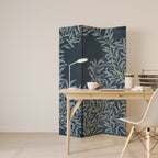 BLUE LEAVES 3-Panel Room Divider
