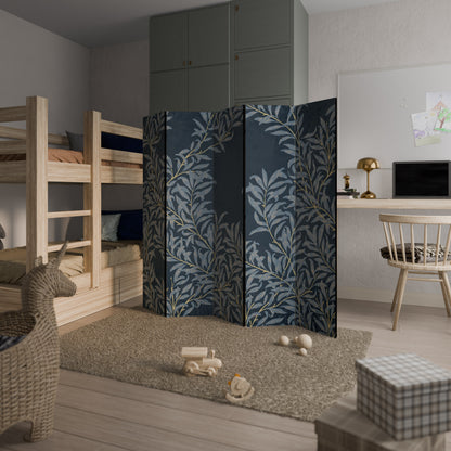 BLUE LEAVES 5-Panel Room Divider