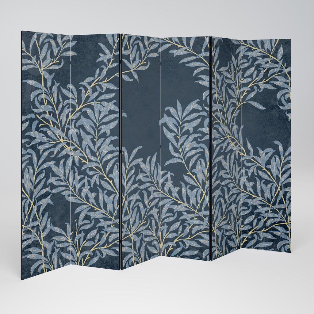 Biombo decorativo de 6 paneles con hojas azules