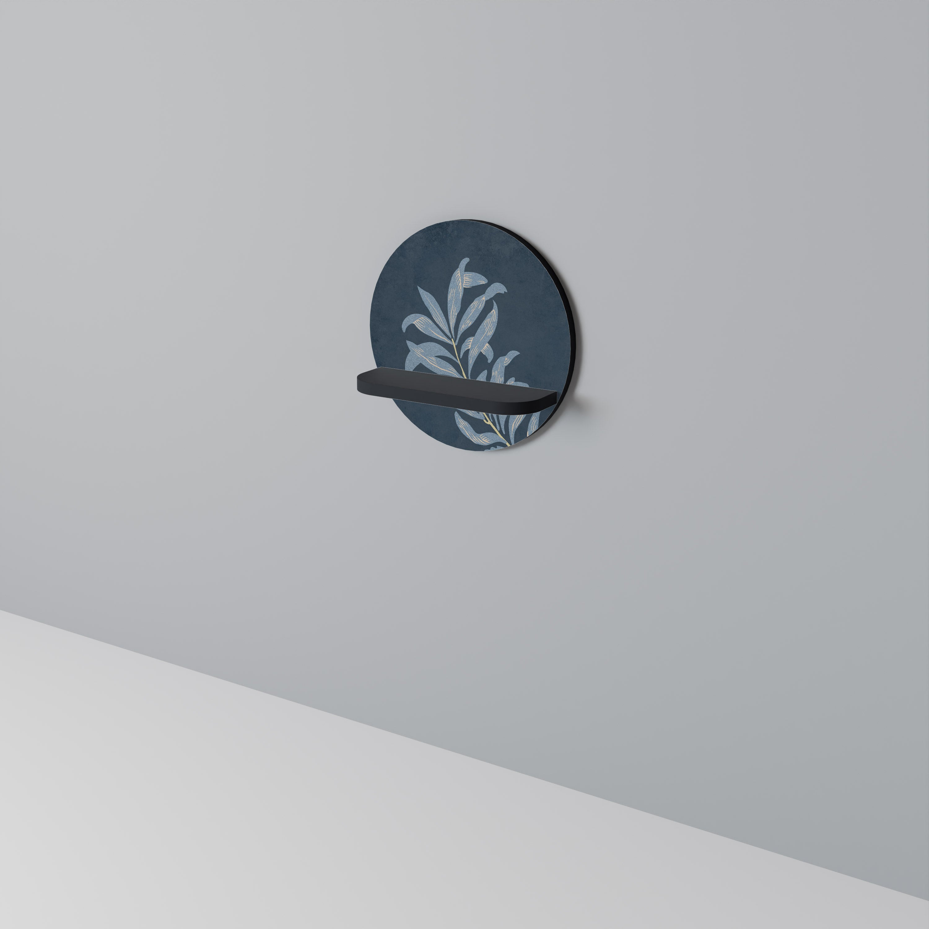 SHADOW BRANCH Round Art Shelf In Black Finish