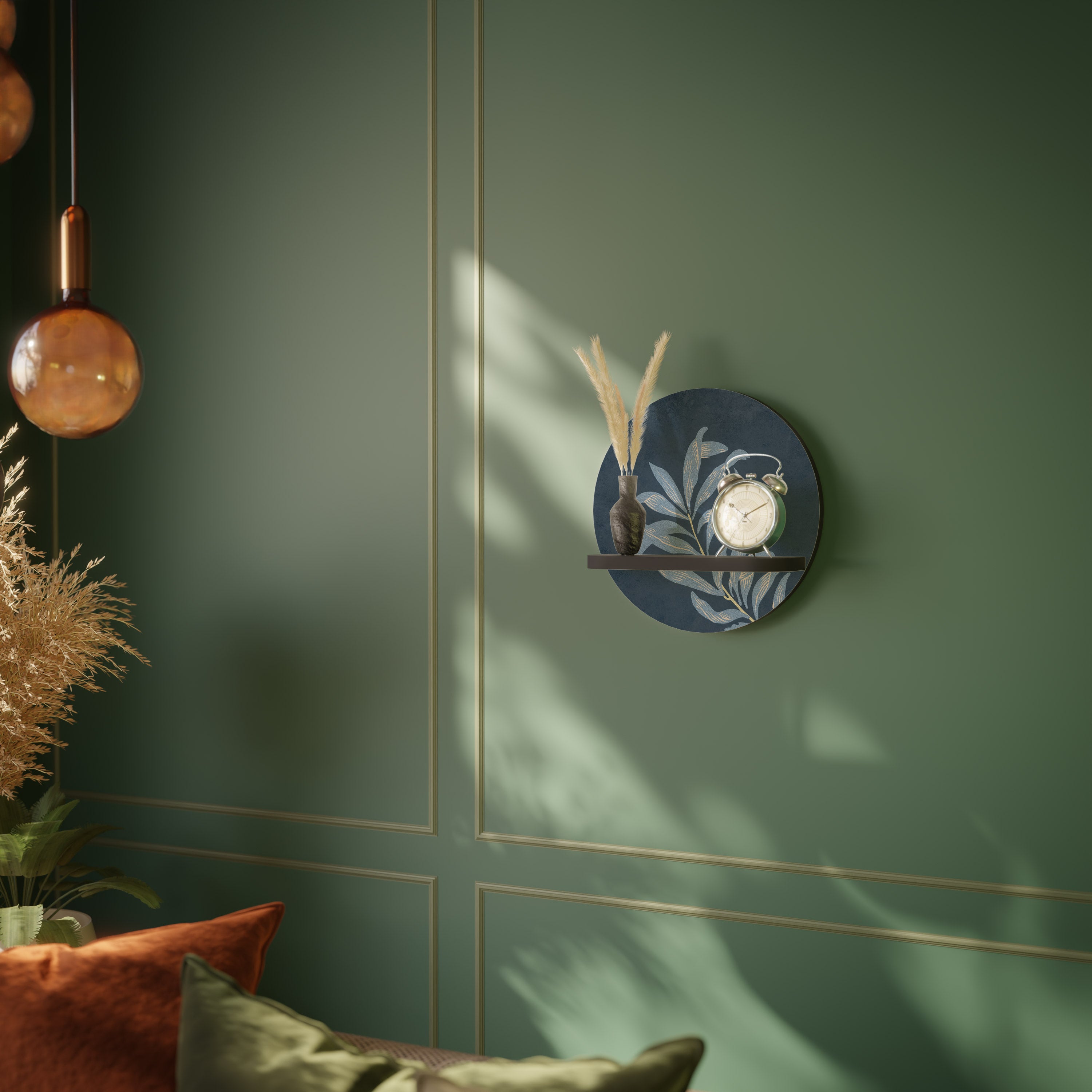 SHADOW BRANCH Round Art Shelf In Black Finish