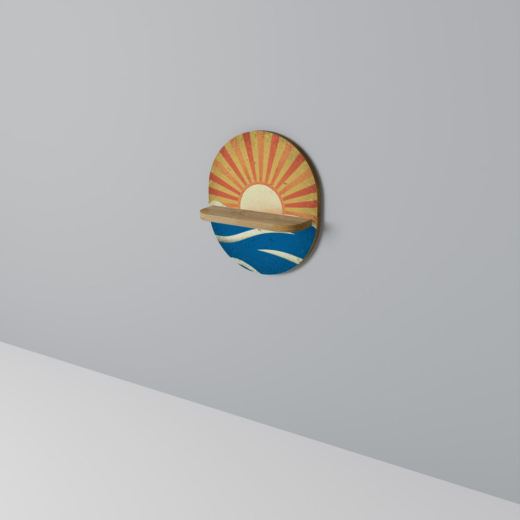 Estantería de arte ovalada SUNNY SLIDE con efecto roble