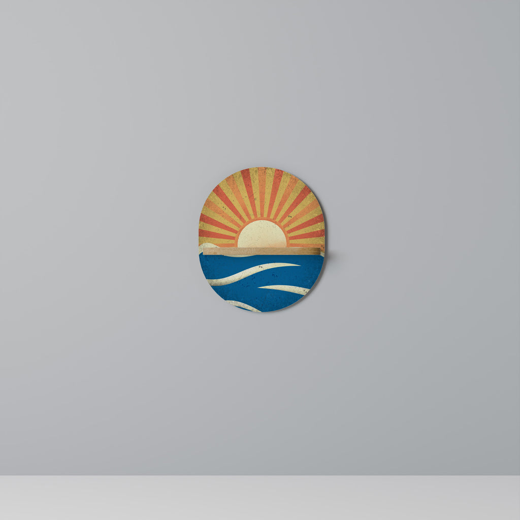 Estantería de arte ovalada SUNNY SLIDE con efecto roble