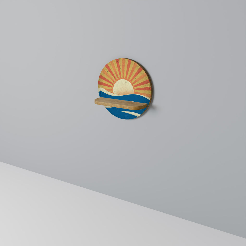 Estantería artística redonda SUNNY SLIDE con efecto roble