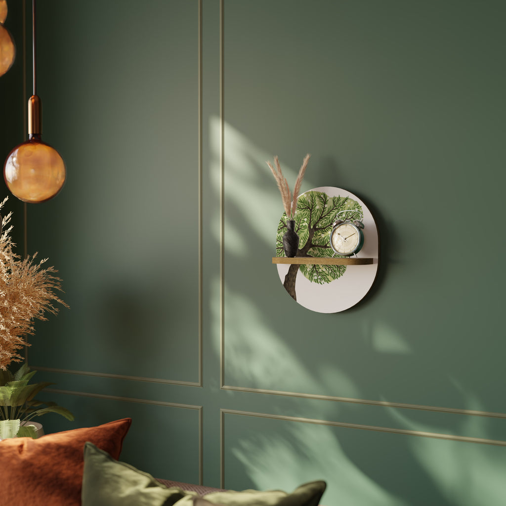 Estantería de arte ovalada WILDERNESS DASH con efecto roble