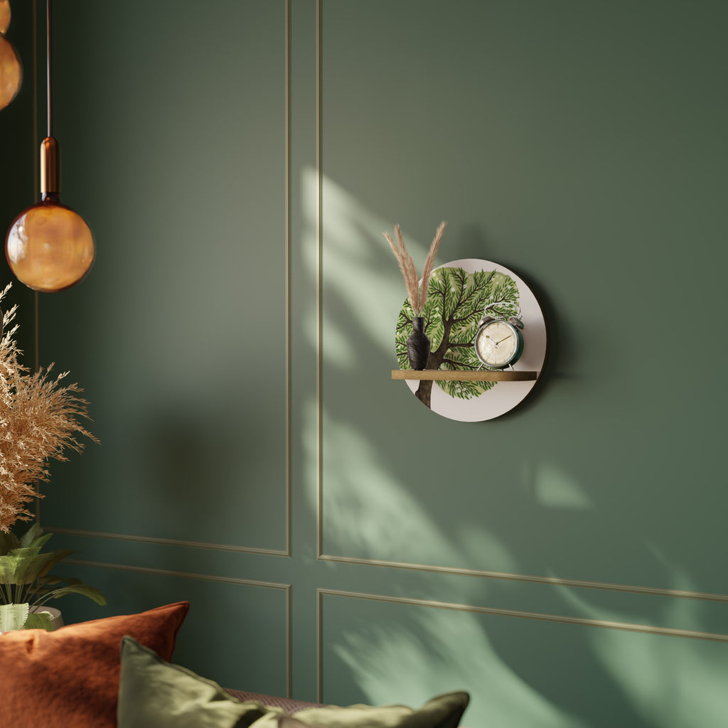 Estantería de arte redonda WILDERNESS DASH con efecto roble