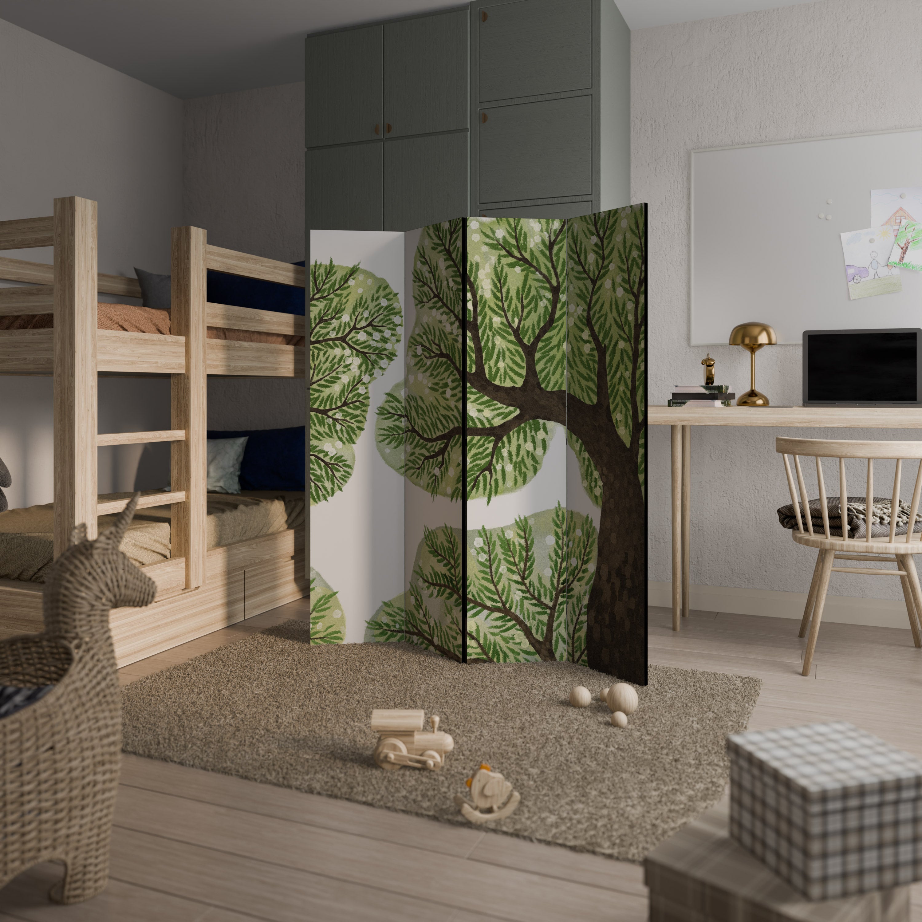 Biombo decorativo de 4 paneles WILDERNESS DASH