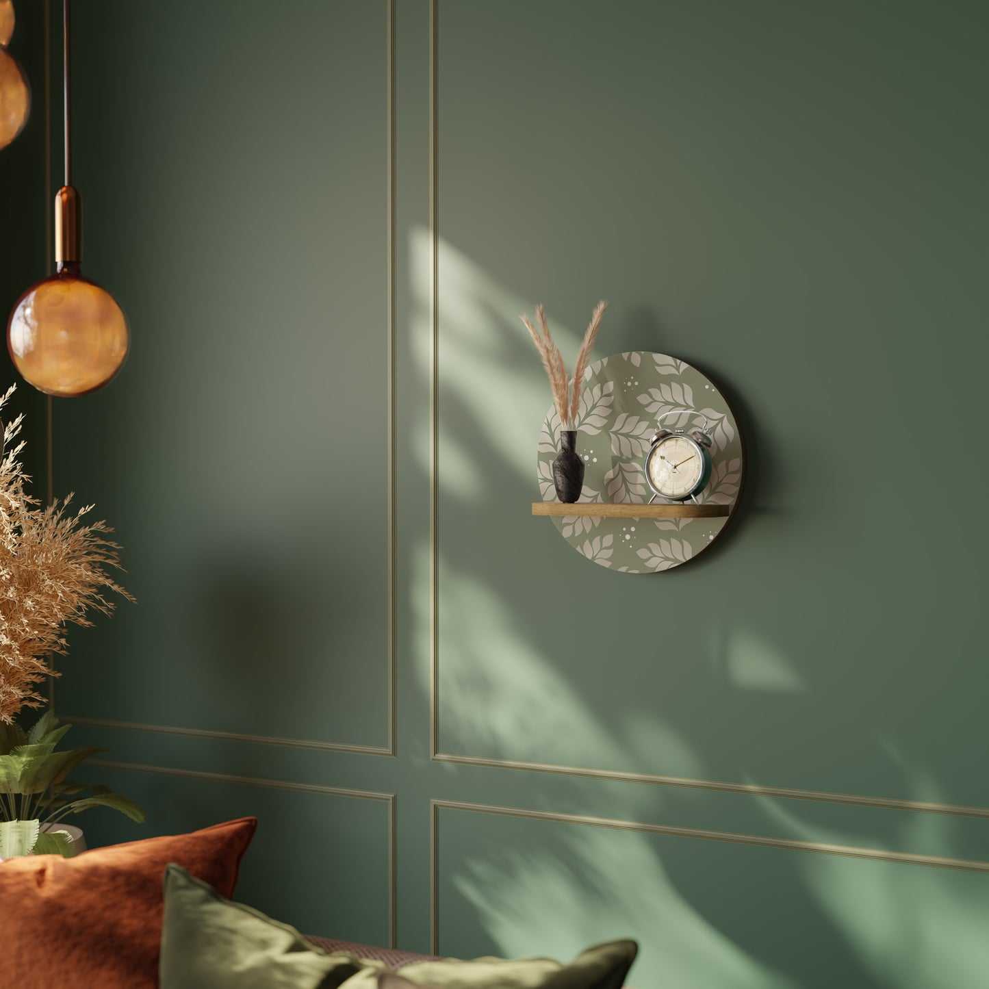 LEAVES ON GREEN Art Shelf