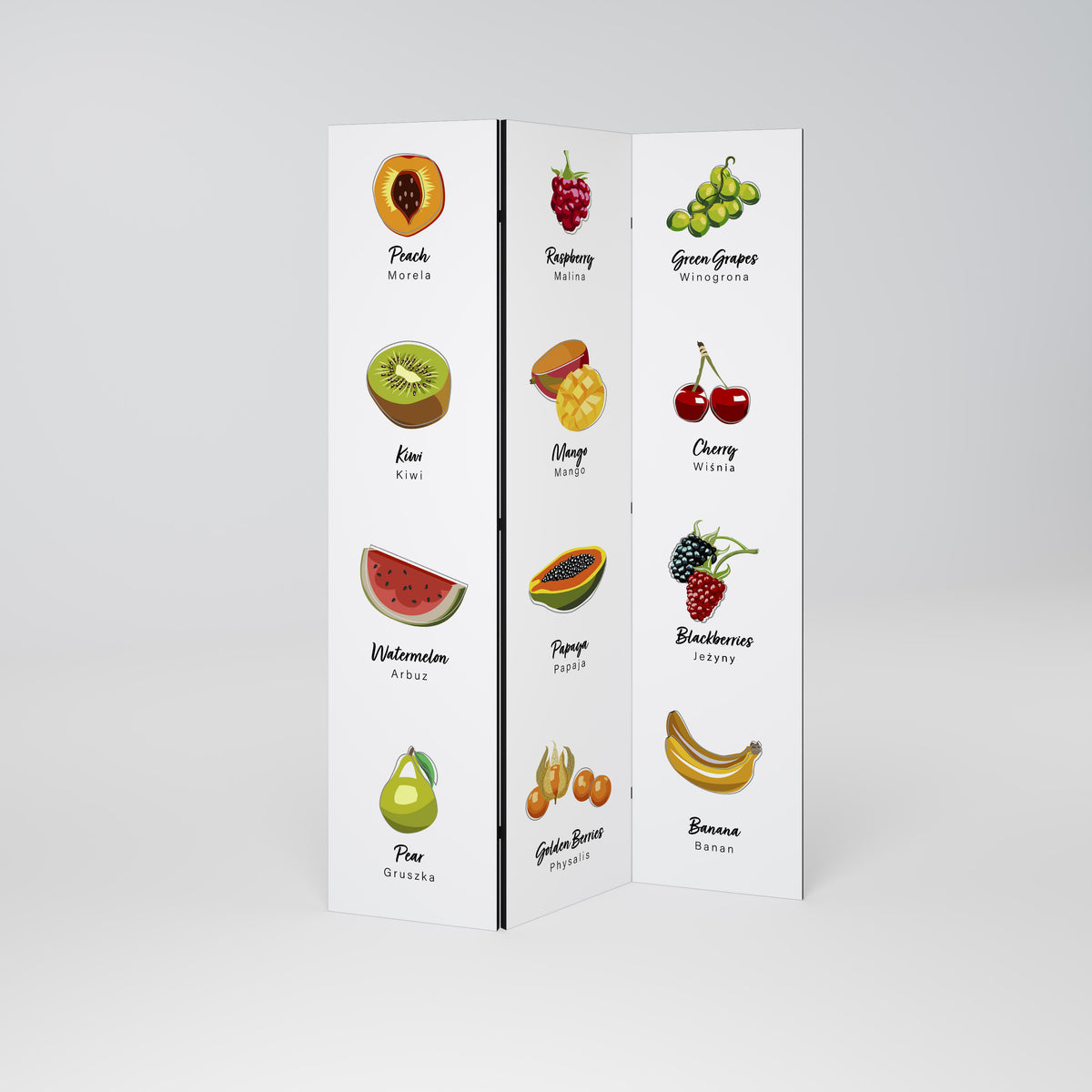 FRUIT LESSON Biombo de 3 paneles
