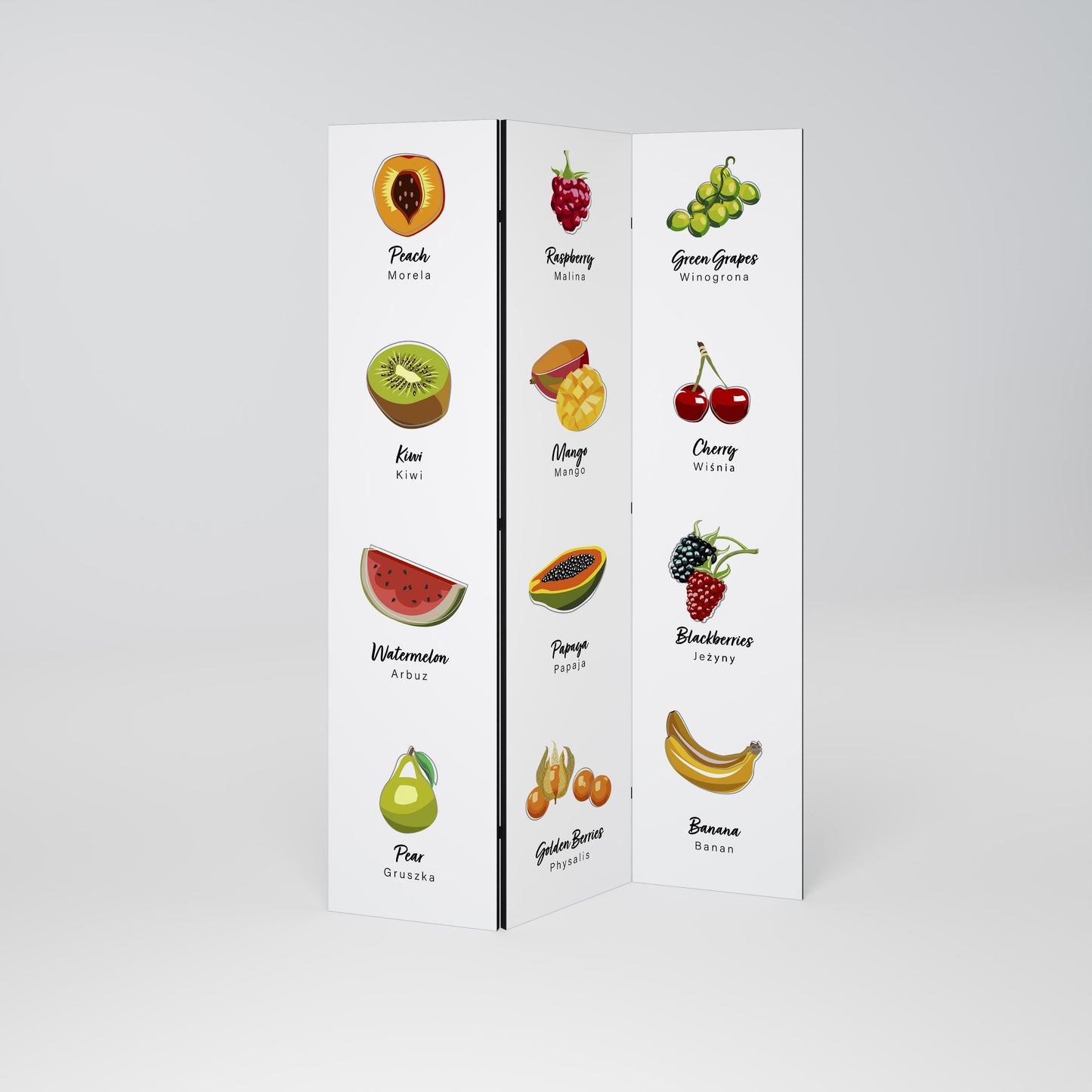 FRUIT LESSON Biombo de 3 paneles