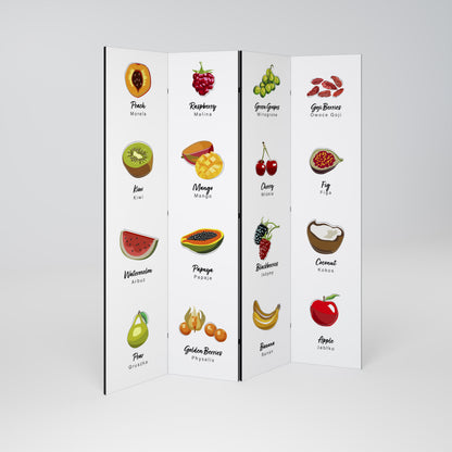 FRUIT LESSON Biombo de 4 paneles