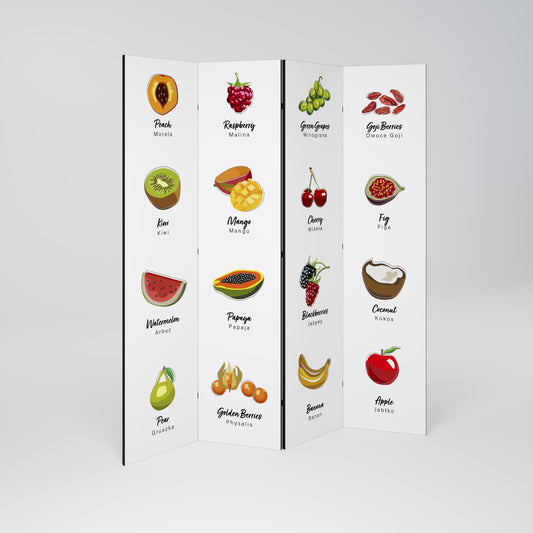 FRUIT LESSON Biombo de 4 paneles