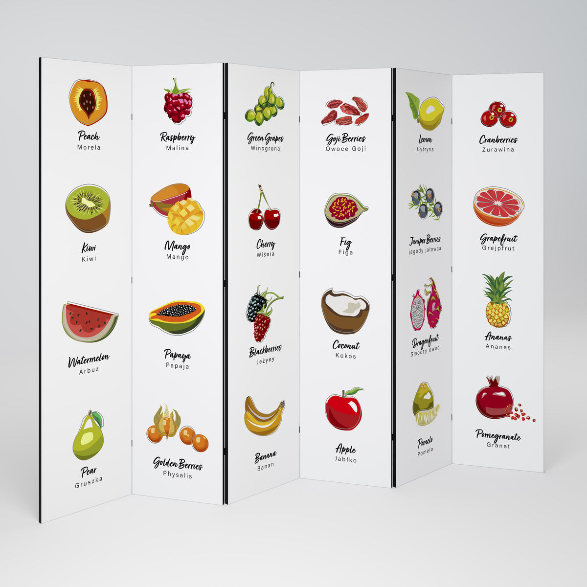 FRUIT LESSON Biombo de 6 paneles