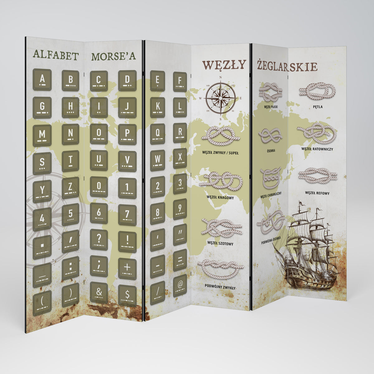 MORSE AND KNOTS Biombo de 6 paneles