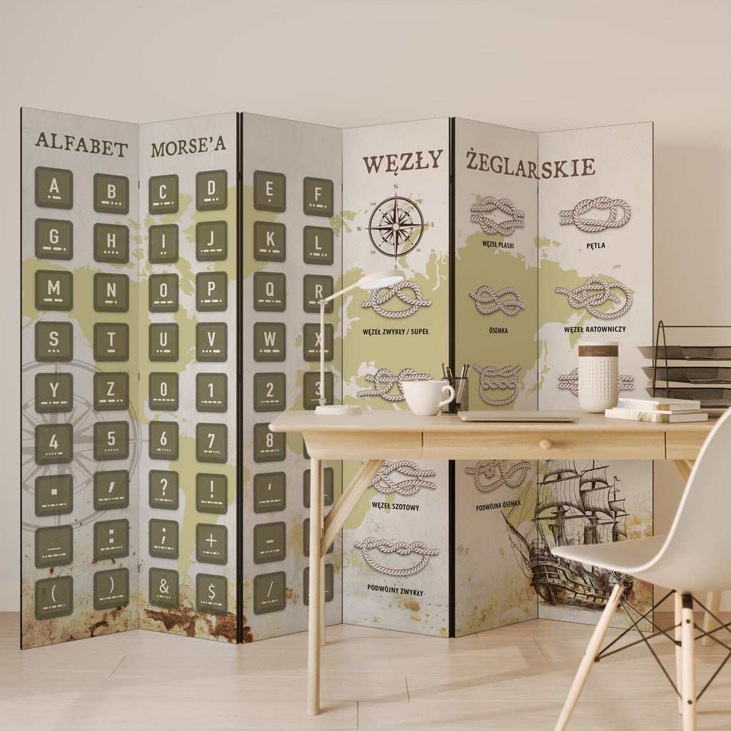 MORSE AND KNOTS Biombo de 6 paneles