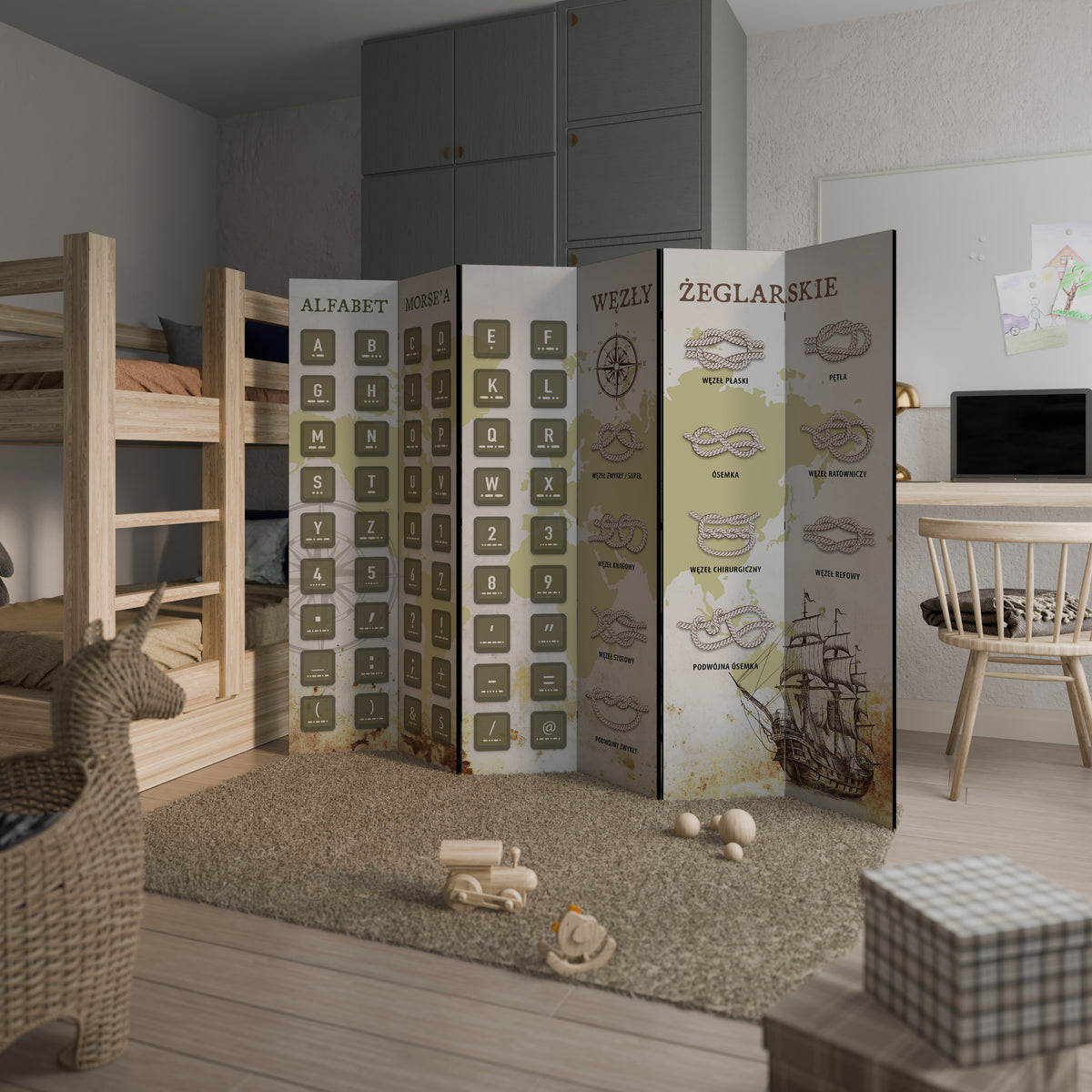 MORSE AND KNOTS Biombo de 6 paneles