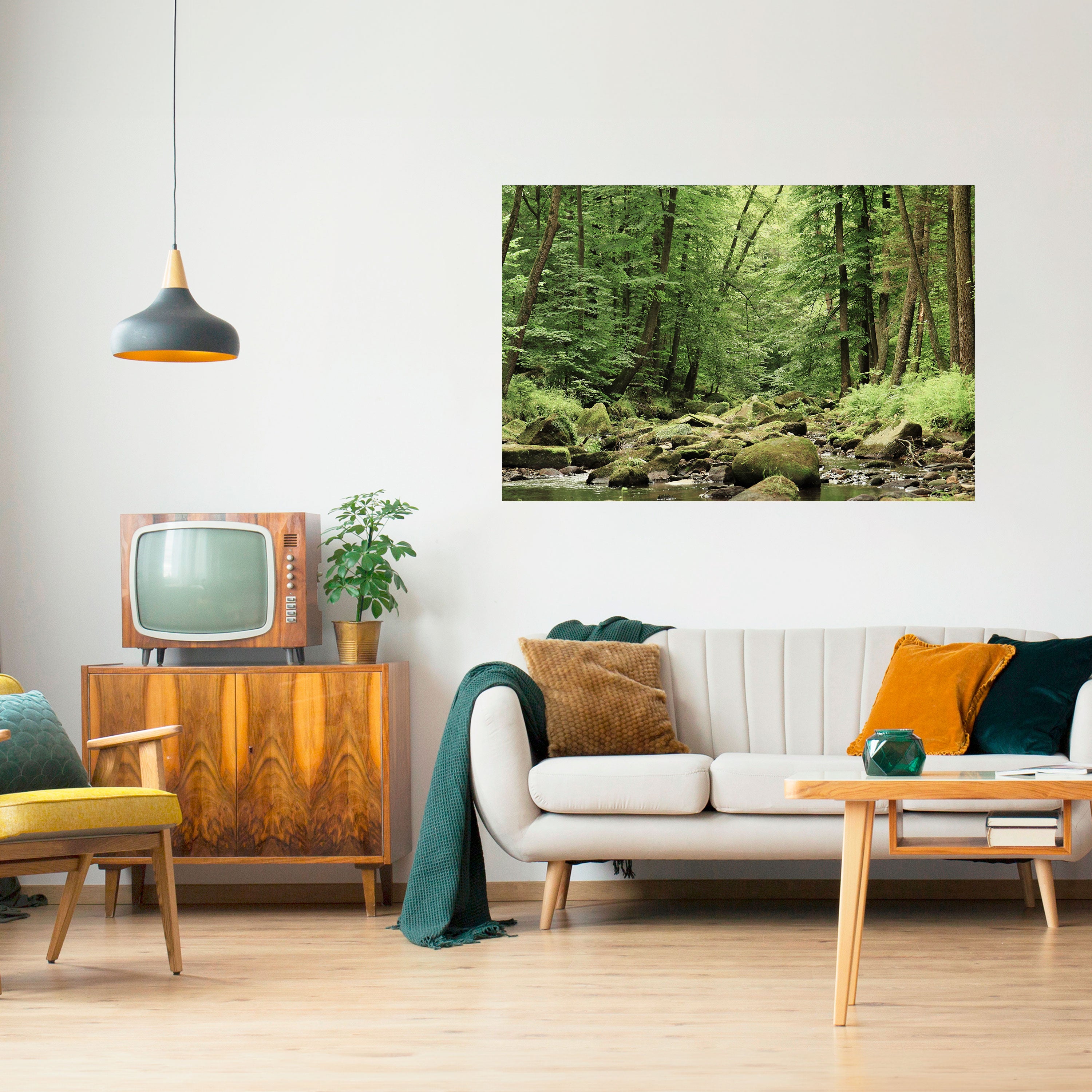 PIEDRAS Y ARROYOS TRANQUILOS Póster horizontal autoadhesivo