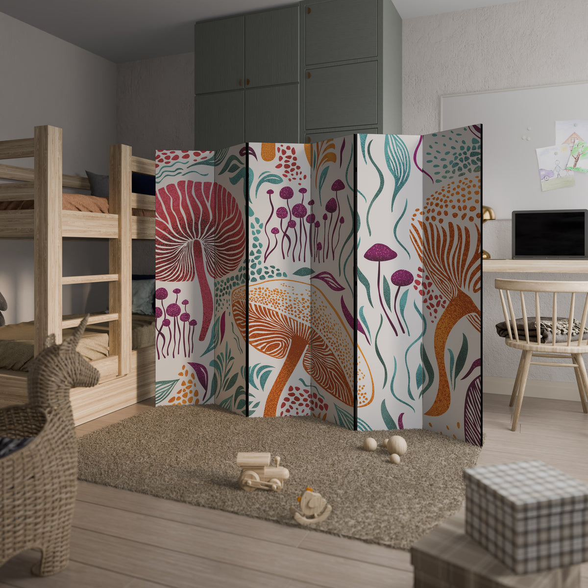FUNGUS FANTASY Biombo de 6 paneles