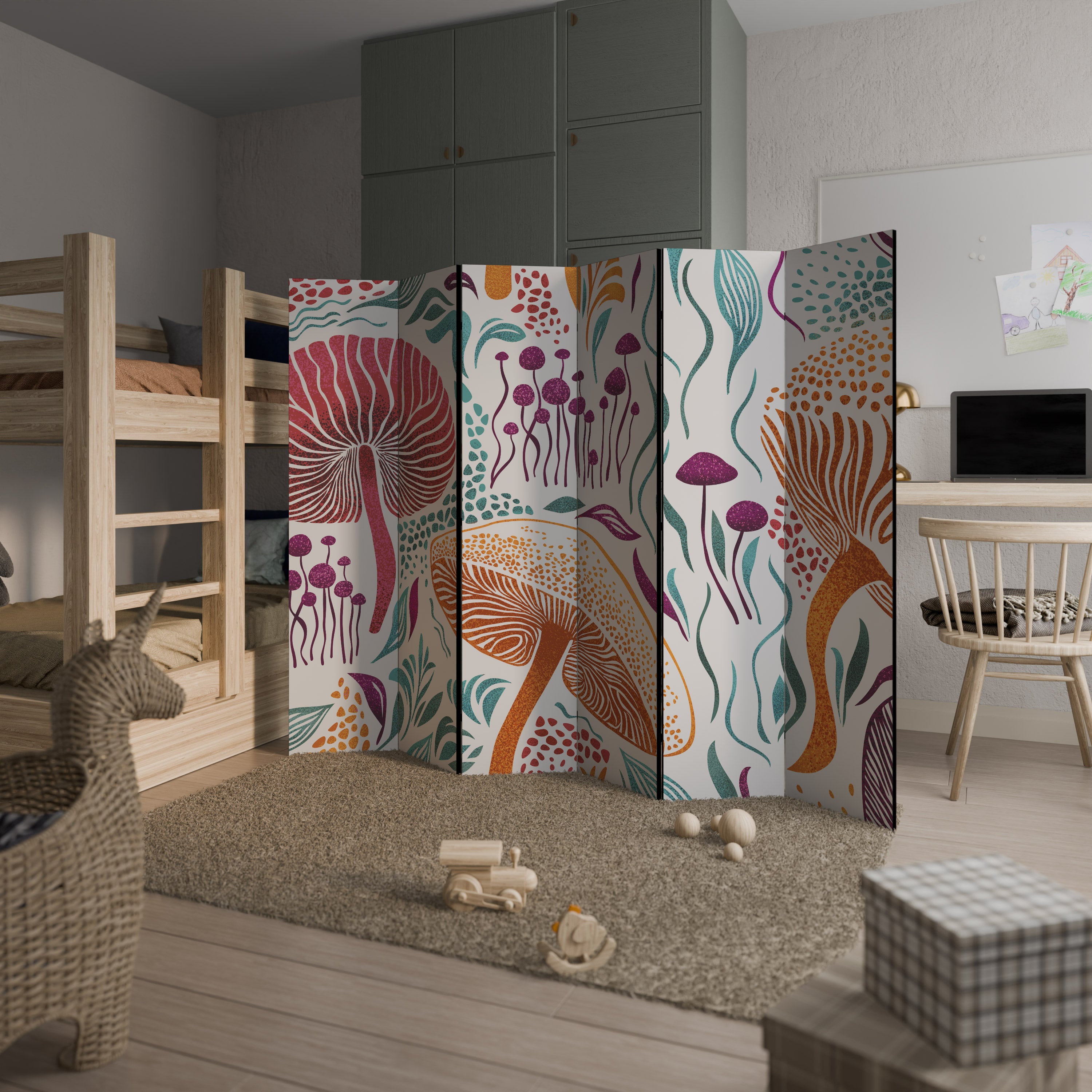 Biombo decorativo FUNGUS FANTASY de 6 paneles
